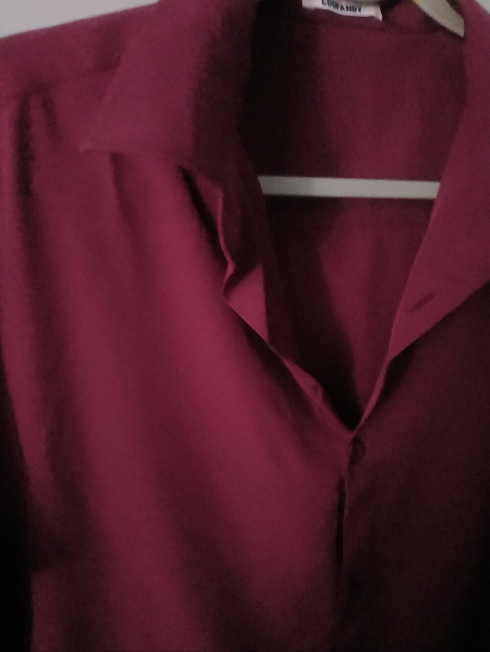 Men's Short Sleeve Button-Up Shirt - Maroon SZ LARGE - Picture 2 of 4